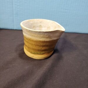 Art‎ Pottery Small Creamer Pitcher Tan Brown Glaze Signed Handmade Stoneware